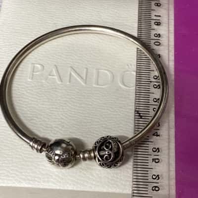 Pandora  small silver bangle with 1 charm  