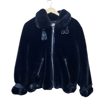 Seed Heritage Black Faux-Fur Jacket Size 12