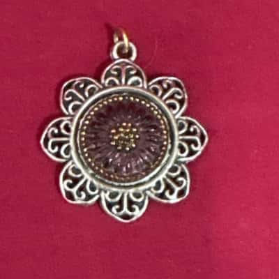  Women's Ornate Silver Tone Filigree Floral Pendant 