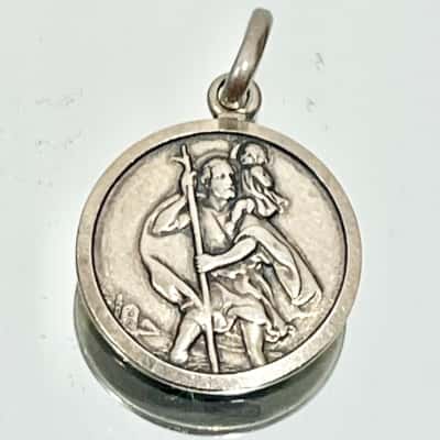 Vintage Sterling Silver Double Sided St Christopher/ Travel Safe Pendant 