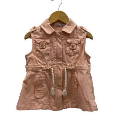 Ollies Place Kids Size 3 Sleeveless Denim Style Jackets Peach 