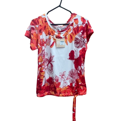 Noni B Womens  Size S Short Sleeve Top Floral / Orange / Red / White 