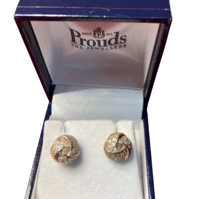  Women's 925 Crystal Knot Stud Earrings 