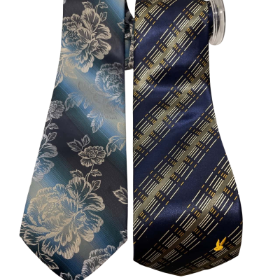  Mens Ties 2Pcs Blue / Floral / Pattern 
