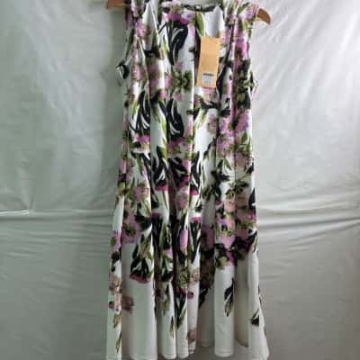 Liz Jordan Womens  Size 10 Midi Dress Multicoloured / White 