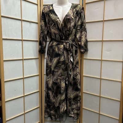 New With Tags BEME Women's  Size 20 Faux Wrap V-neck Floral Dress / Midi Dress Black  / Green / Multicoloured / Pink  / Yellow 
