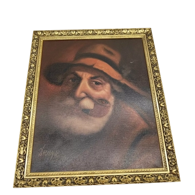 Vintage fisherman oil painting 