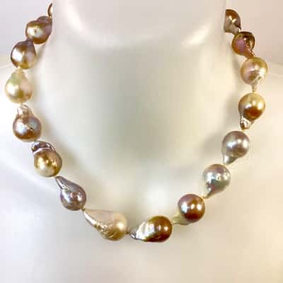 Baroque Freshwater Knotted Pearls- Pink & Natural 45cm (20 Pearls)