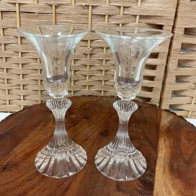 Pair of Mikasa The Ritz Crystal Candle Holders 6.25" Elegant Decor Wedding Formal Dinner Gift 