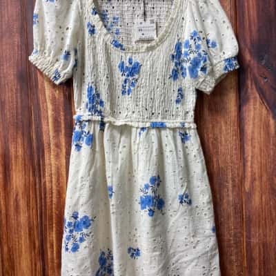 Zara  Size XS Blue / Cream cotton dress new 