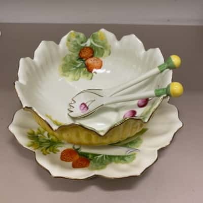noritake large salad bowl with under plate and servers