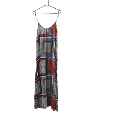 Oscar-St Boho Patchwork Geometric Print Spaghetti Strap Maxi Dress - Size L