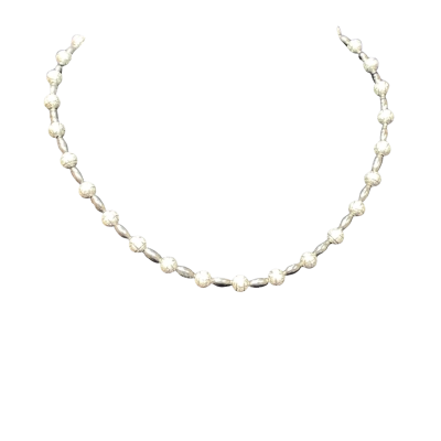 Fifth Avenue Collection Womens 38-43cm Beaded Necklace Black/Silver Look