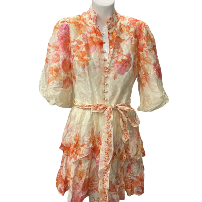 Forever New Womens  Size 10 Mini Dress Cream / Orange 