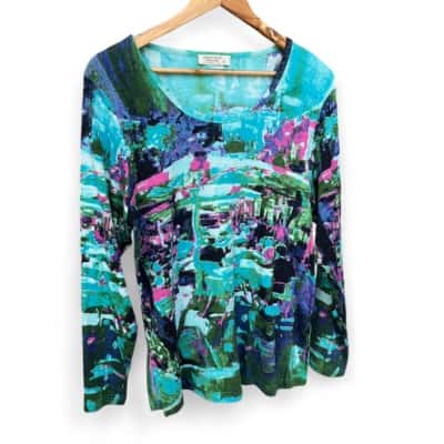 Orientique Womens Size 20 Long Sleeve Top Multicoloured 