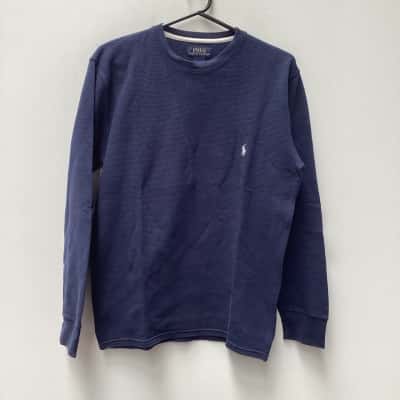 Polo Ralph Lauren Mens Long Sleeve Cotton Tee Navy Blue Size S