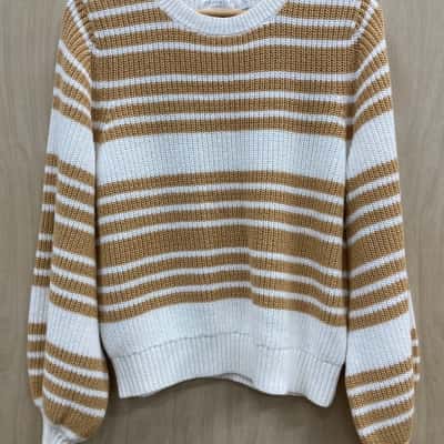 Seafolly Womens  (12) Size M Crew Neck Jumper Beige / Striped 