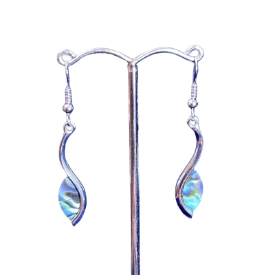 Womens Paua Shell Drop Earrings Blue/Green/Silver Tone
