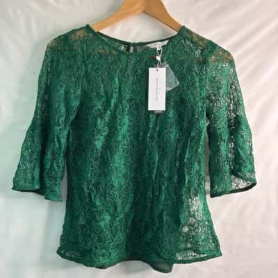 Veronika Maine Womens  Size 6 3/4 Sleeve Top Green 