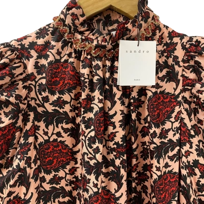 Sandro Paris Size 34 Cocktail Dress Beige / Brown/ Gold / Multicoloured / Red / Rose Gold 