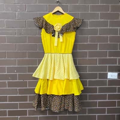 Oh Henry Vintage Womens Prarie Dress Size M Brown / Yellow 