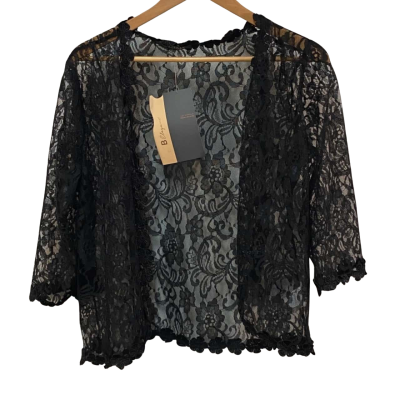 BNWT Liz Jordan Womens See Through Size L Cardigan Black  $99.99