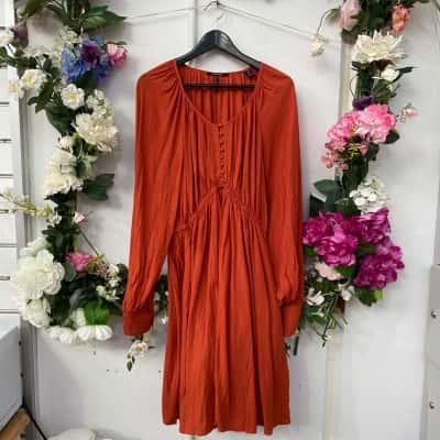 Scotch & Soda Womens  Size L Midi Dress Burnt Orange 