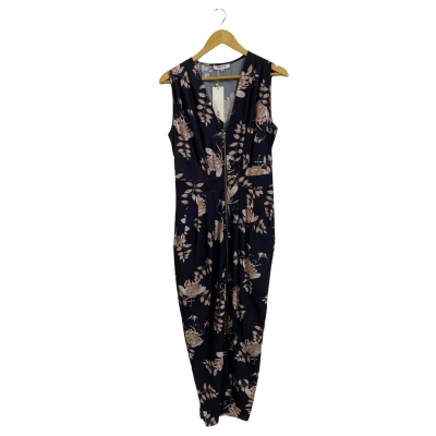 Brand:Striking/Womens/Size 10/"Gold" Zip Dress/Navy Blue with a Floral Print