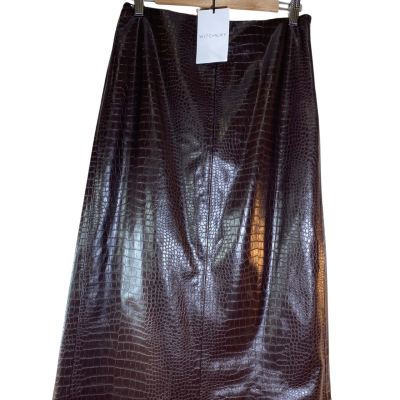 Witchery Womens  Size 8 Leather Skirt Witchery brown crocodile-embossed faux leather midi pencil skirt