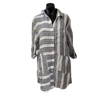 Foil Clothing Womens  Size 18 3/4 Sleeve Top Blue / Pinstriped / White 