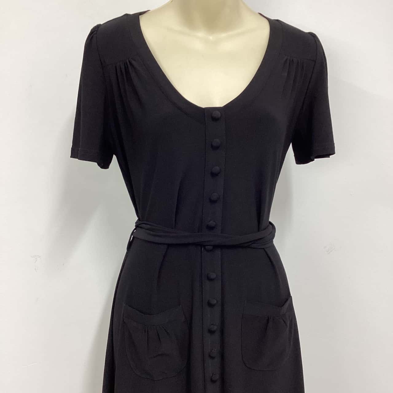 Leona Edmiston Womens Size 1 Black tea dress VGUC (s)