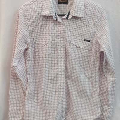 Wrangler Womens  Size 14 Long Sleeve Shirt Pattern / Pink  