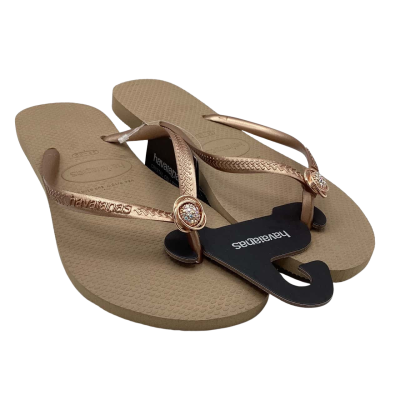 BNWT Havaianas ‘Crystal Collection’ Swarovski Women’s Size 9/10 USA; 41/42EUR Flats Rose Gold RRP$25.00