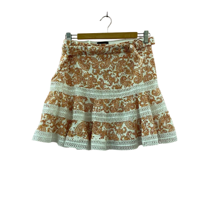 Bardot Tan paisley mini skirt Women's size 12