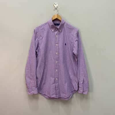 Ralph Lauren Mens  Size M Long Sleeve Shirt Blue / Checked / Pink  / White 