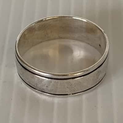 Vintage Sterling Silver Double Grooved Band Ring - Size P-Q (US 7.5)