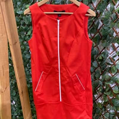  Womens  Size 10 Casual Dress Orange / White 