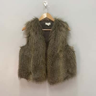 Witchery Womens  Size 10 Brown Faux Fur Vest