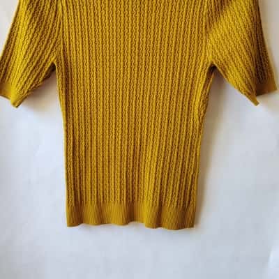 Review Knitted Short Sleeve Top – Mustard Yellow – Women's Size 12