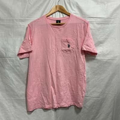 U.S. Polo Assn. Men’s Size M Pink T-Shirt w/ Black Embroidered Logo