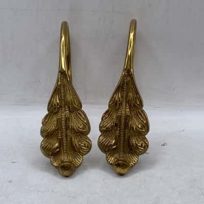 Set 2 Brass Curtain Holders Plus 2 Rope Tassles GOLD JK4