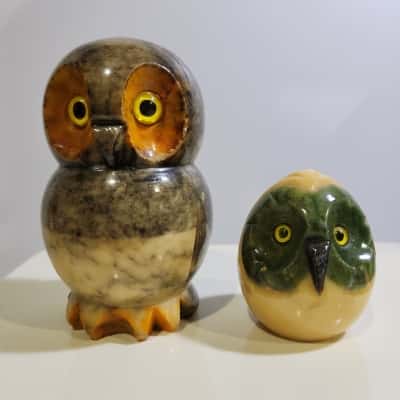 2x Alabaster Owls - MADE IN ITALY