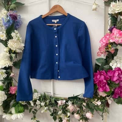 NWT Alex Mill Size XL boxy Cardigan royal Blue cotton 