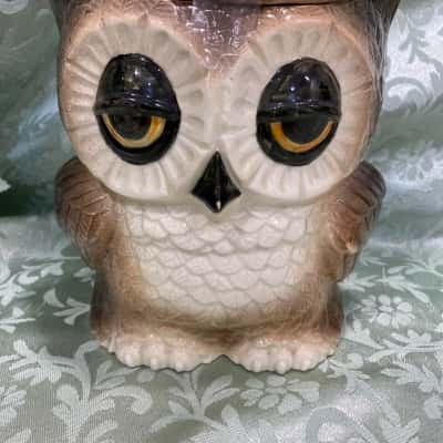Vintage Double Faced Owl Cookie Jar