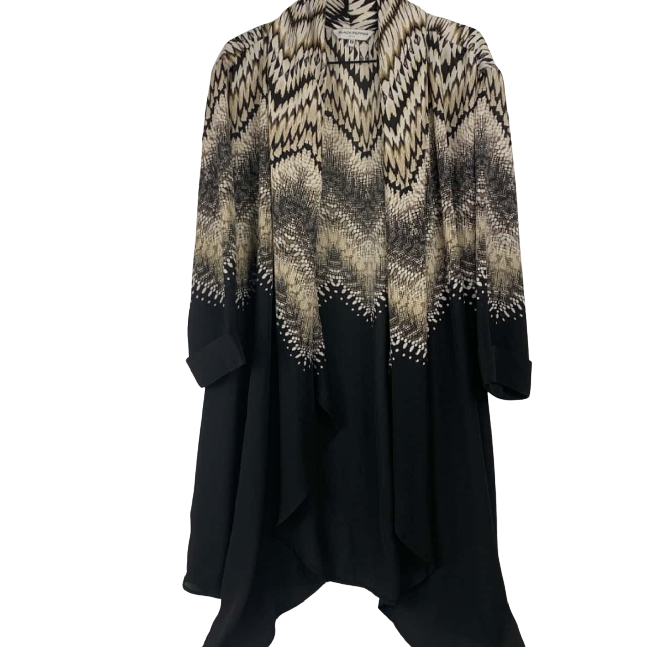 Black Pepper Womens Size 18 Sheer Open Jacket Animal print / Black (s)