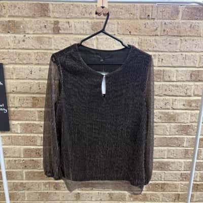 Liz Jordan Womens  METALLIC STRIPE TOP Size 12 