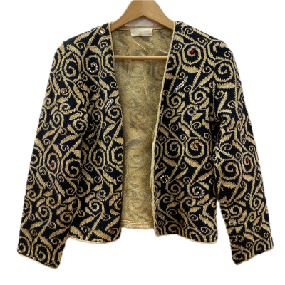 Giusi Slaviero Womens Cardigan Size 44 Black  / Gold 