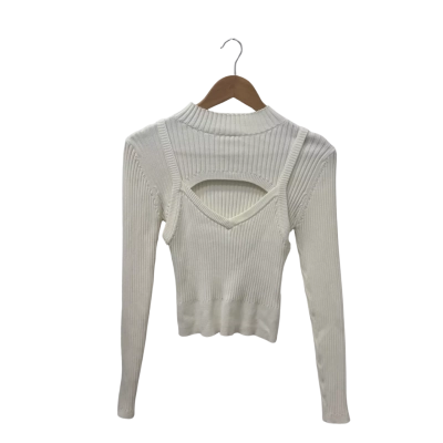 Cue Womens  Size M Long Sleeve Top White 