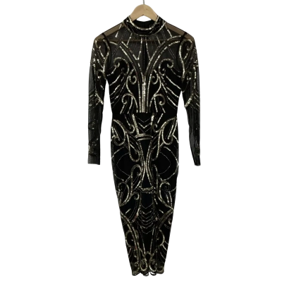 Lipsy Womens  Size 10 Long Sleeve Dress Black 