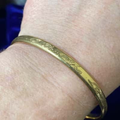 Stamped 375 Engraved  I Love You Bangle 